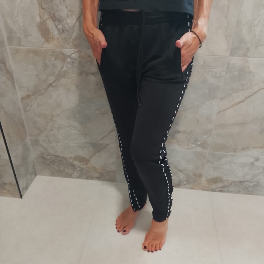 PINK Victoria's Secret Black Track Pants with Jogger Finish
